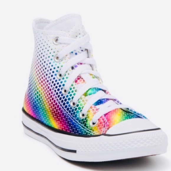 NEW Boutique! 
Converse Metallic Rainbow High Tops - Picture 5 of 6
